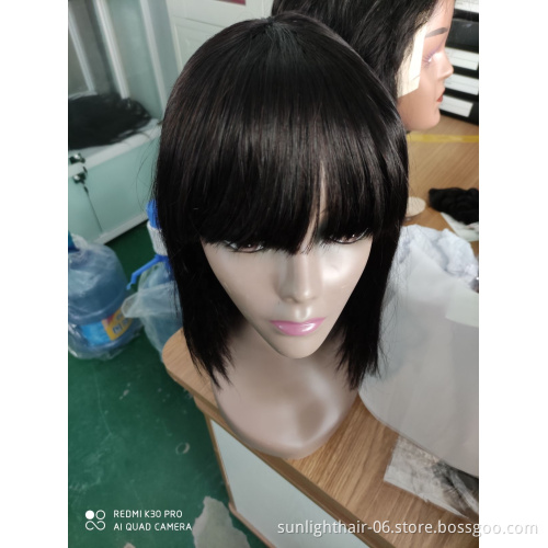 Short Cut Cheap Bob Wig Remy Human Hair Wigs With Bangs Brazilian Short Pixie Cut vendo machine Made Wig